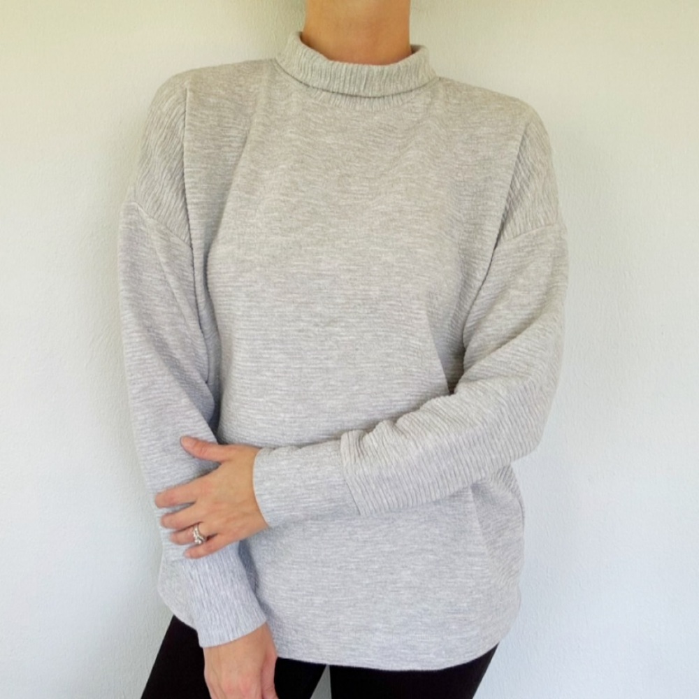 90 Degree by Reflex gray mock neck loose fit pullover sweatshirt top size small